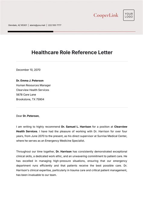 Sample Reference Letter For Healthcare Administrator