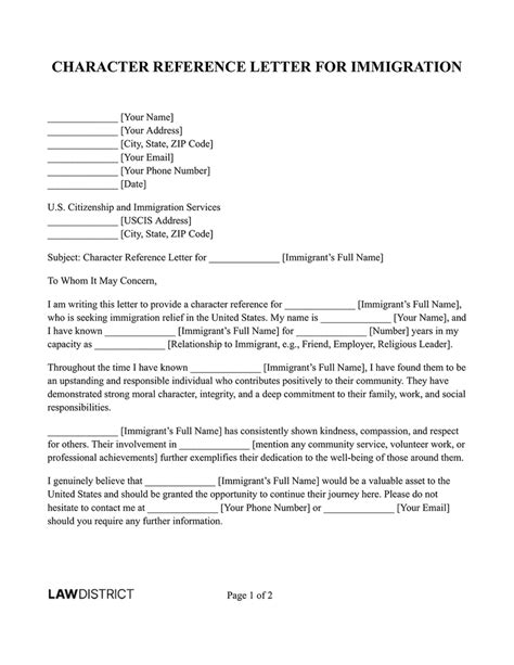 Sample Reference Letter For Immigration