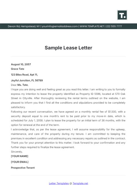 sample release from lease letter from landlord