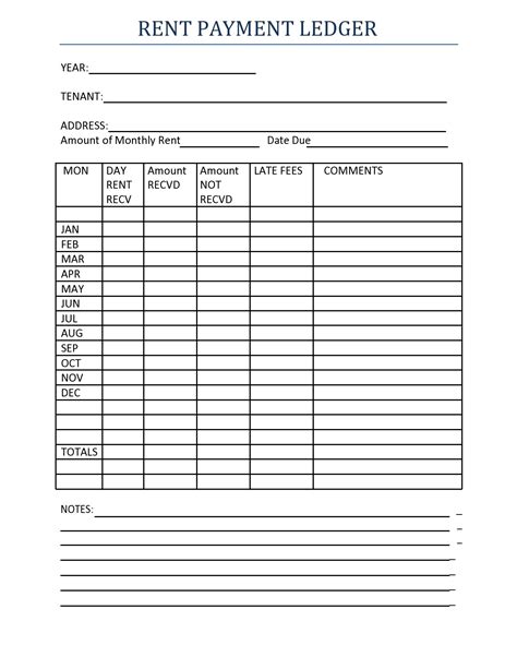 sample rent payment ledger