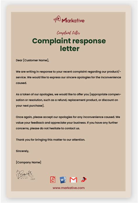 Sample Reply Of Your Complaint At Work