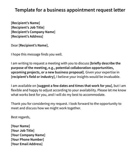 Sample Request For Appointment