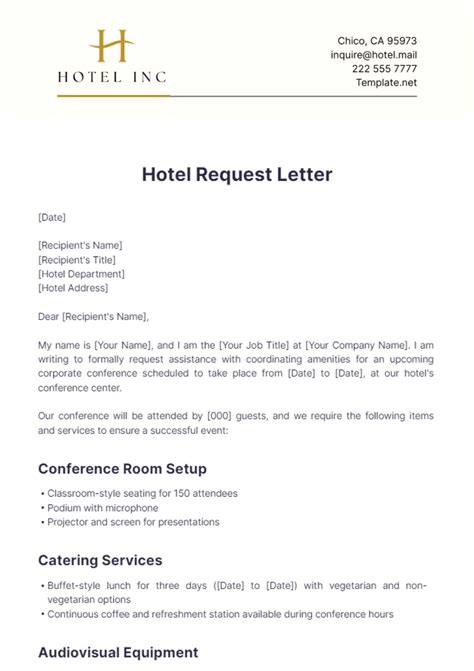 Sample Request Letter For Hotel Inspection