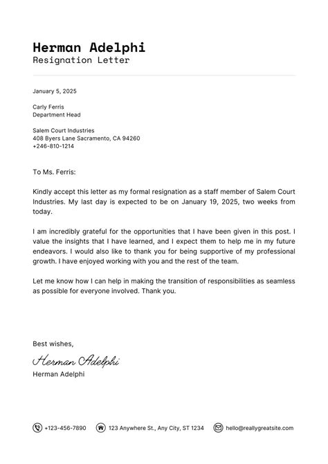 sample resignation letter from bus driver