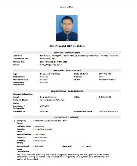 Sample Resume Experience Format Doc