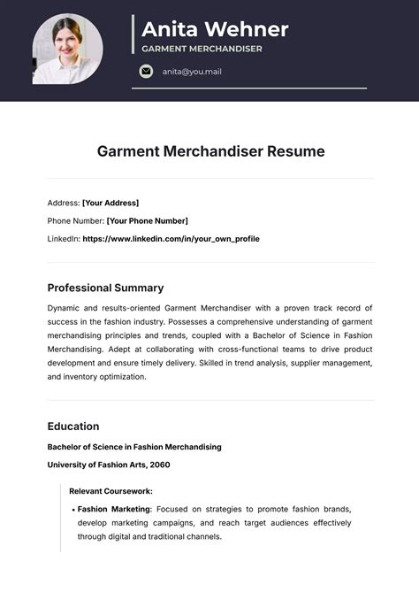 sample resume for garments section worker