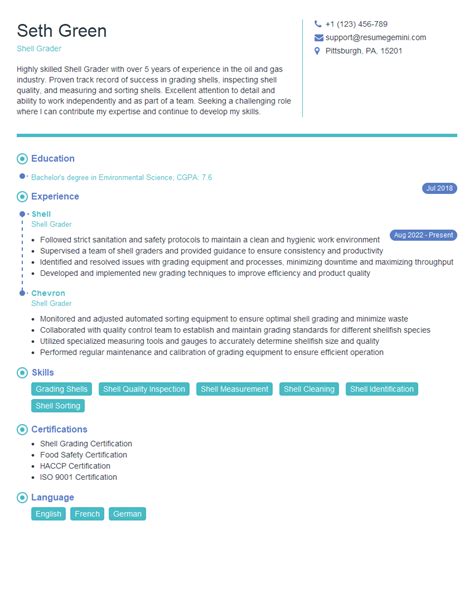 sample resume for shell oil company