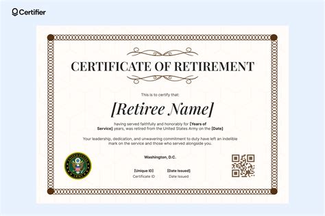 Sample Retirement Certificate Wording For Teacher