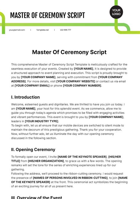 Sample Script For Master Of Ceremony