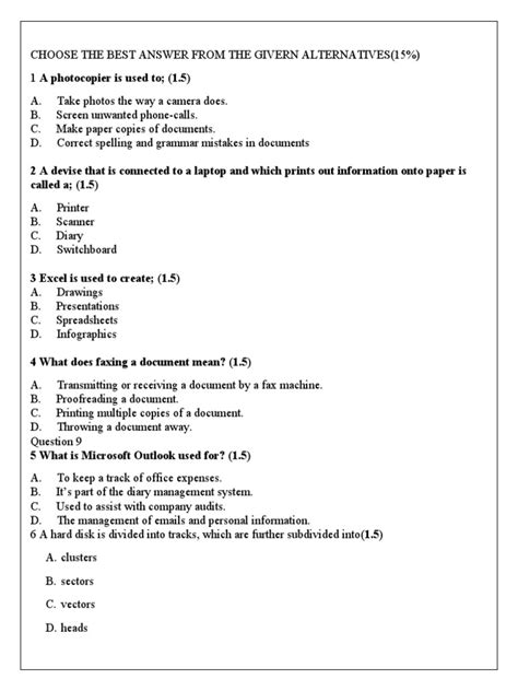Sample Secretary Test For School Districts