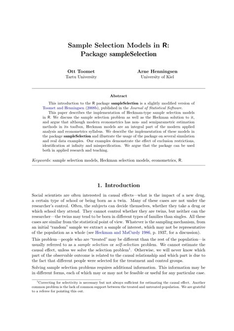 sample selection r package
