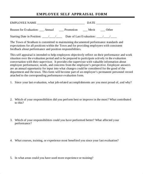 sample self appraisal form filled employee sales