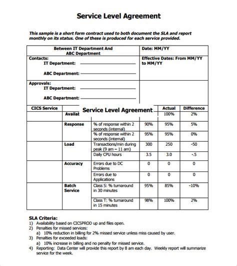 sample service level agreement for cleaning services