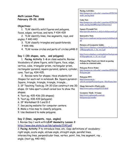 sample singapore math lesson plan template
