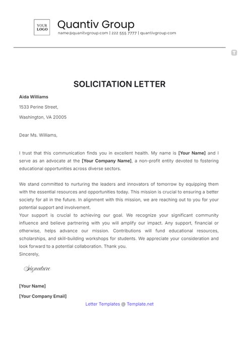 Sample Solicitation Letter For Uniforms