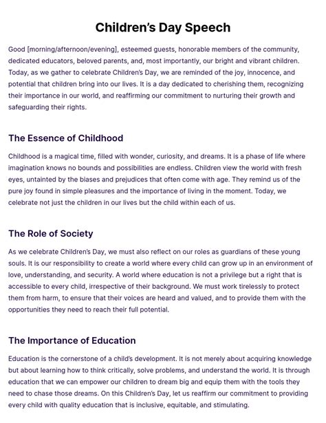 Sample Speeches For Kids