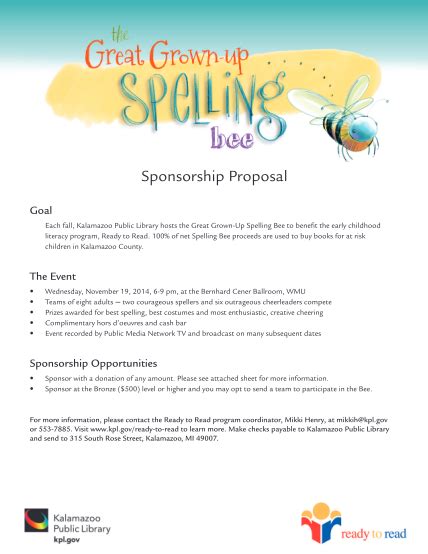 Sample Spelling Bee Sponsorship Proposal