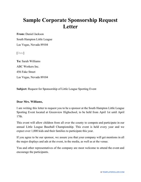 sample sponsorship request letter for event