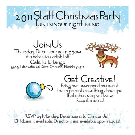 Sample Staff Christmas Party Invitation