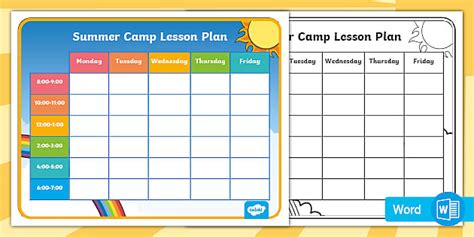 Sample Summer Camp Lesson Plan