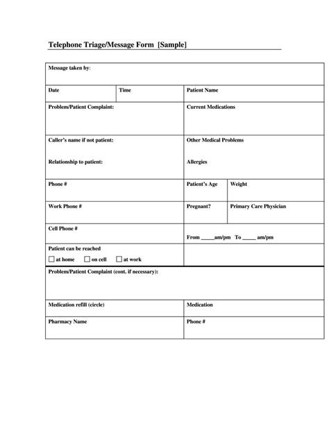sample telephone triage form