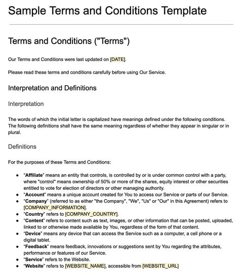 Sample Terms And Conditions For Mobile App