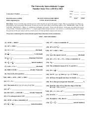 Sample Test Key University Interscholastic League