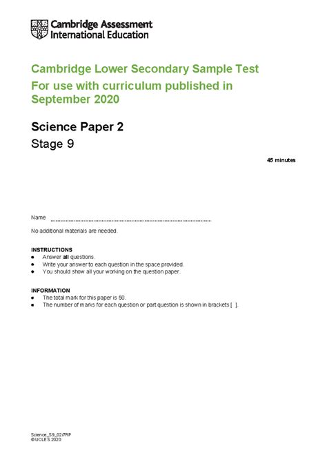 Sample Test Paper I