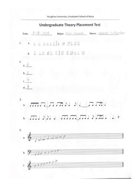 sample theory placement exam
