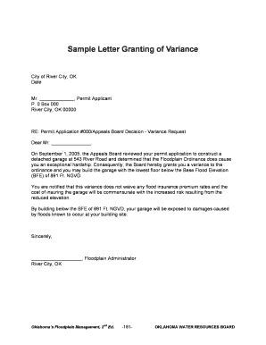 Sample Variance Request Letter