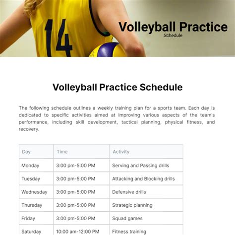 Sample Volleyball Practice Schedule