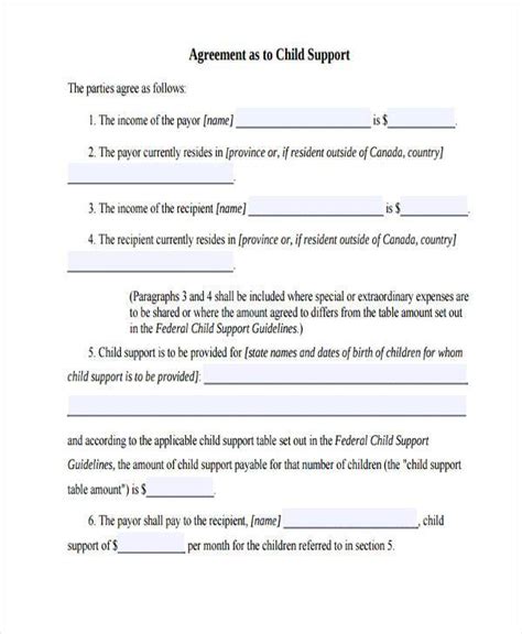 sample voluntary child support agreement letter