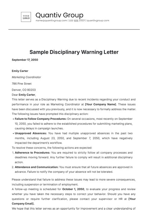 Sample Warning Letter For Irresponsible Work