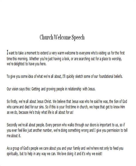 Sample Welcome Speech For Church Women Group
