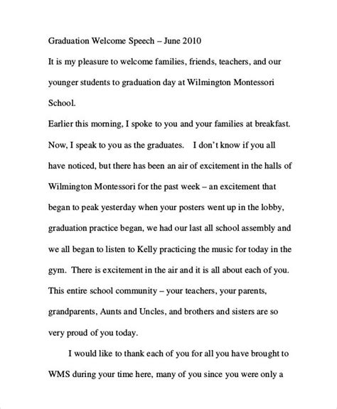 Sample Welcome Speech For Graduation Ceremony