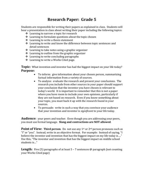 Full Download Sample 5Th Grade Research Paper 