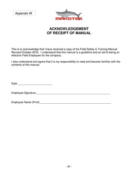 Download Sample Acknowledgement Of Receipt Document 