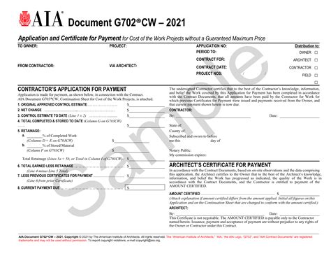 Read Online Sample Aia Document G702 
