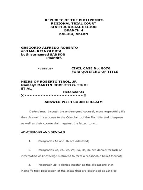 Read Online Sample Answer To Complaint Ohio 
