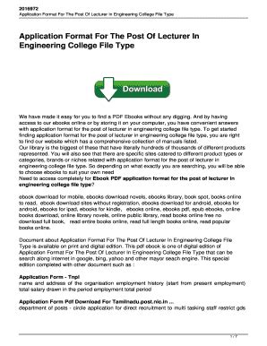 Read Online Sample Application Letter For The Post Of Lecturer In Engineering College 