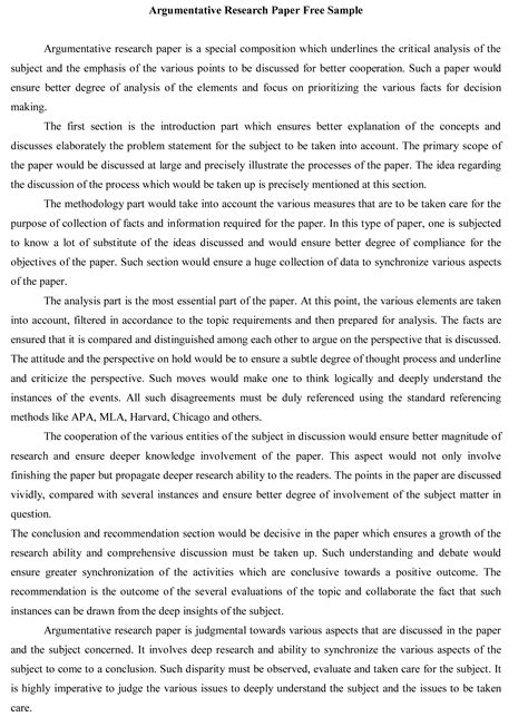 Read Sample Argument Papers 