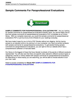 Read Sample Comments For Paraprofessional Evaluations 