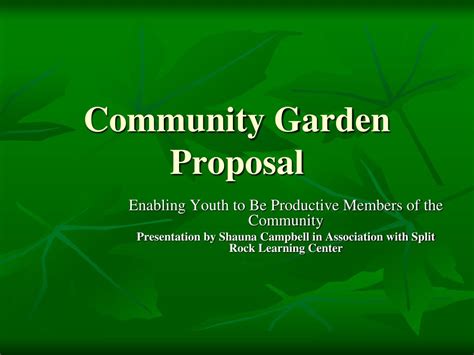 Read Online Sample Community Garden Proposal 