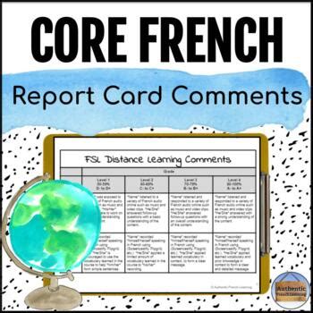 Read Online Sample French Report Card Comments 