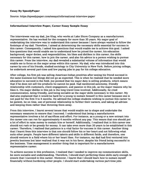 Read Online Sample Informational Interview Essay Papers 