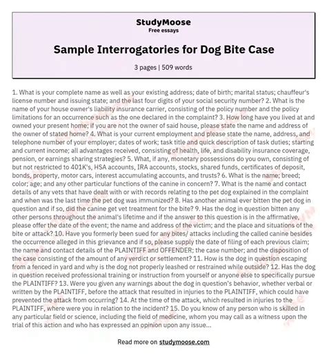 Read Online Sample Interrogatories Defendant Dog Bite 