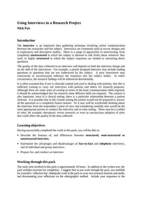 Download Sample Interview Research Paper 