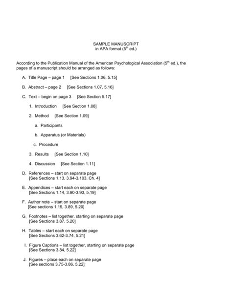 Read Online Sample Manuscript In Apa Format 5Th Ed Suny Oswego 