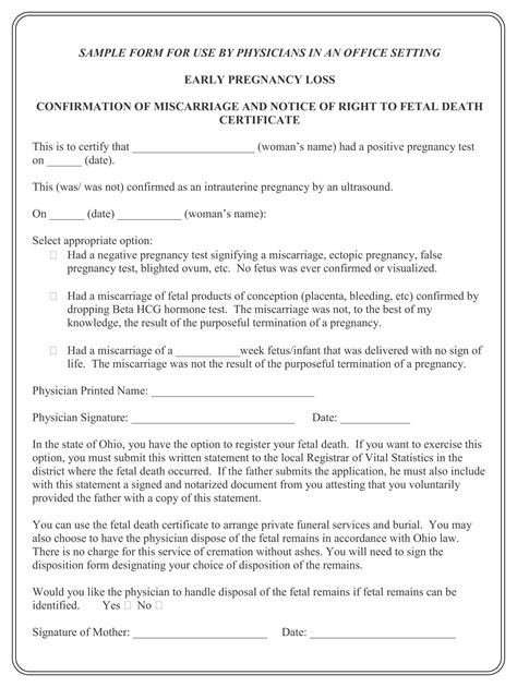 Read Sample Miscarriage Paperwork 