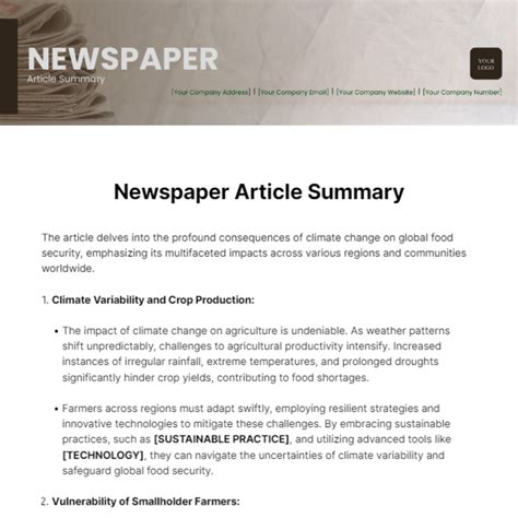 Read Online Sample Newspaper Article Summary 